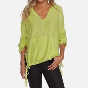 Free People Neon Lime Knit Hoodie